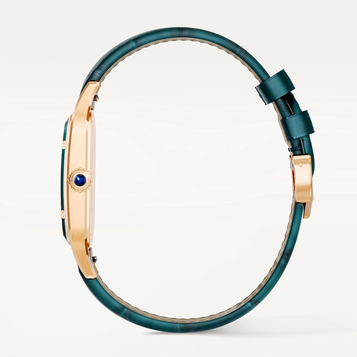 Santos-Dumont Large 18ct Rose Gold Peacock Blue Lacquer Watch