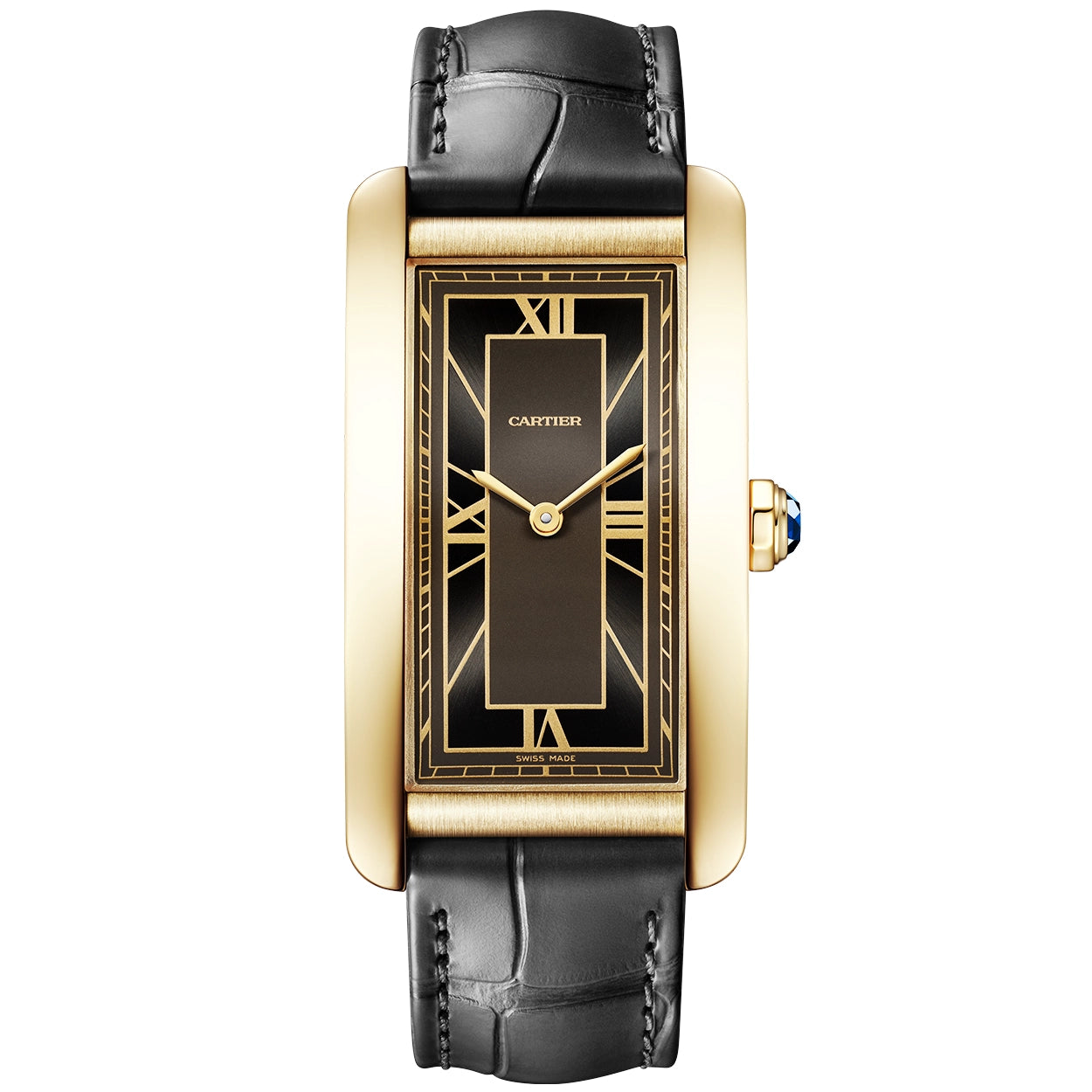 Tank Américaine Large 18ct Yellow Gold Art Deco Dial Watch