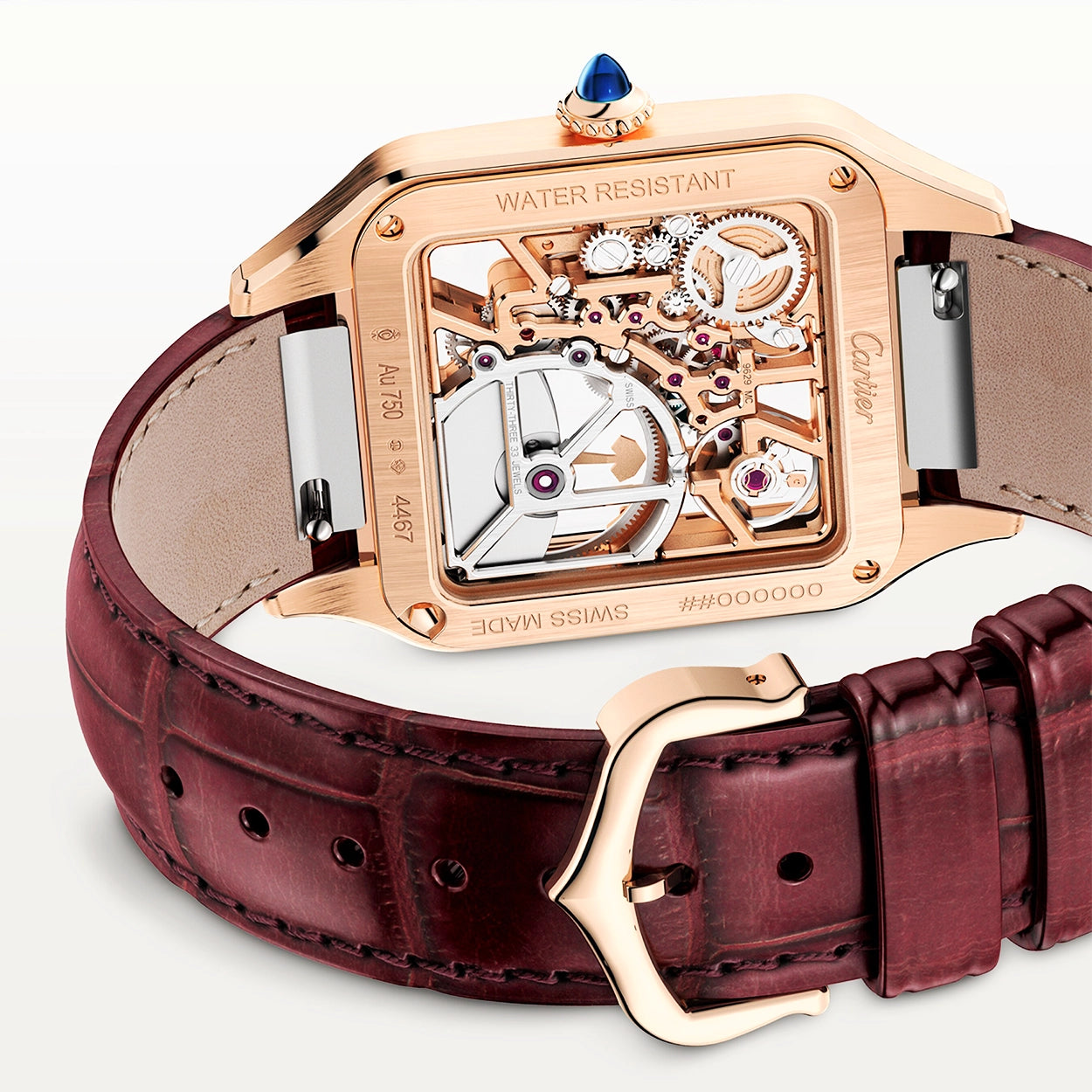 Cartier Santos-Dumont Large 18ct Rose Gold Skeleton Dial Automatic Watch - Berry's Jewellers