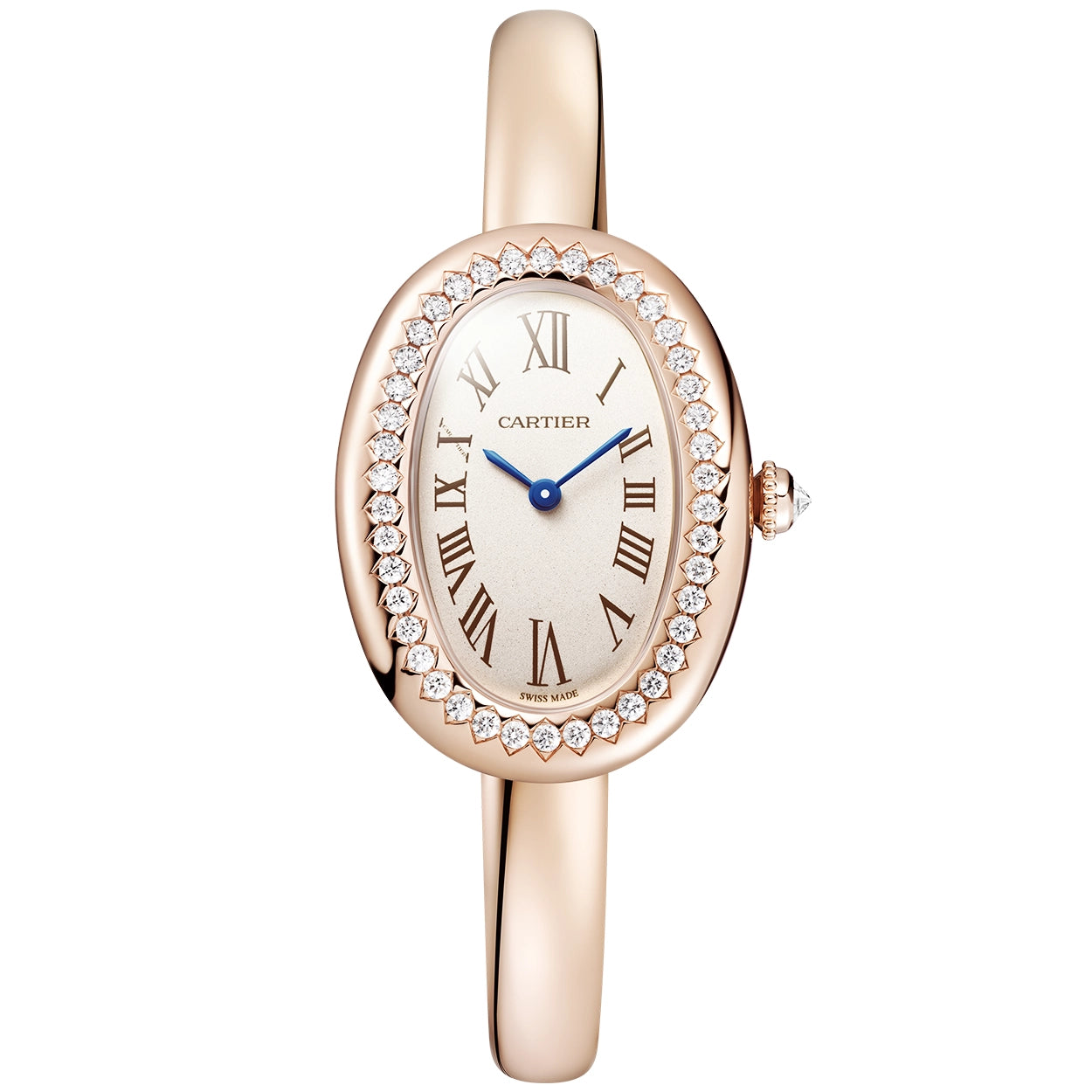 Baignoire Small Size 16 18ct Rose Gold Ladies Diamond Set Watch