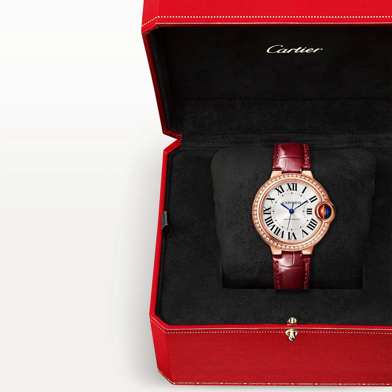 Cartier Ballon Bleu de Cartier 33mm 18ct Rose Gold Diamond Bezel Watch - Berry's Jewellers