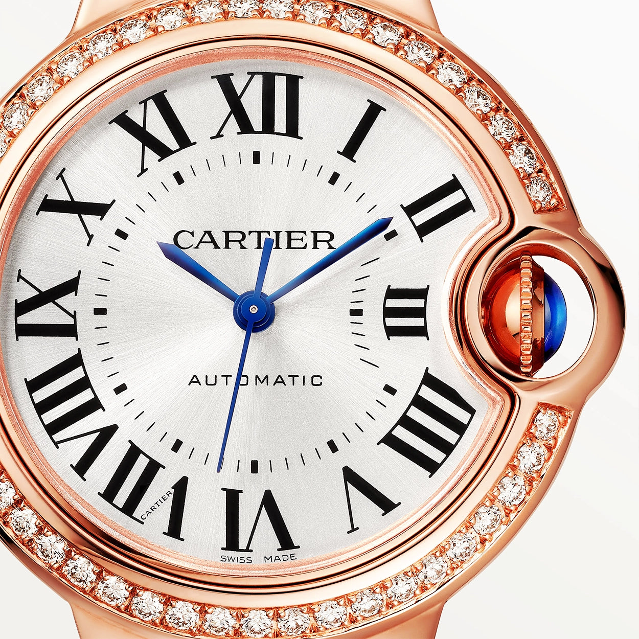 Cartier Ballon Bleu de Cartier 33mm 18ct Rose Gold Diamond Bezel Watch - Berry's Jewellers