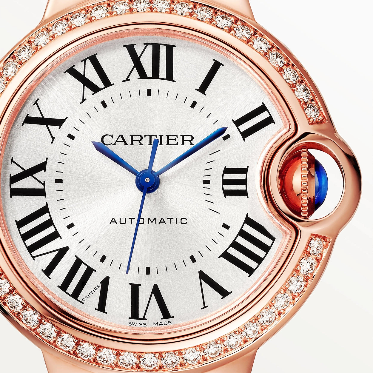 Cartier Ballon Bleu de Cartier 33mm 18ct Rose Gold Diamond Bezel Watch - Berry's Jewellers