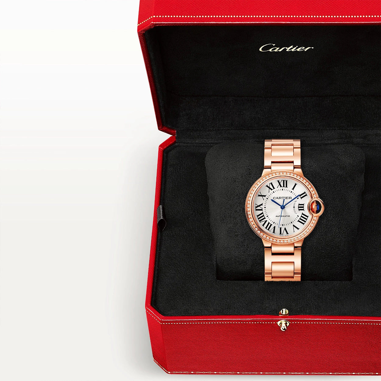 Cartier Ballon Bleu de Cartier 36mm 18ct Rose Gold Diamond Bezel Watch - Berry's Jewellers