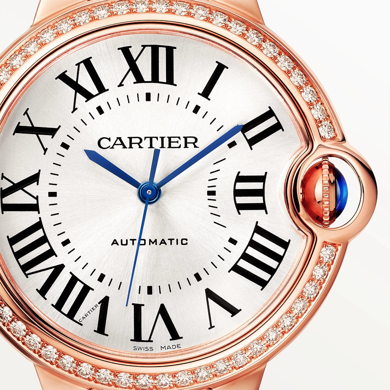 Cartier Ballon Bleu de Cartier 36mm 18ct Rose Gold Diamond Bezel Watch - Berry's Jewellers