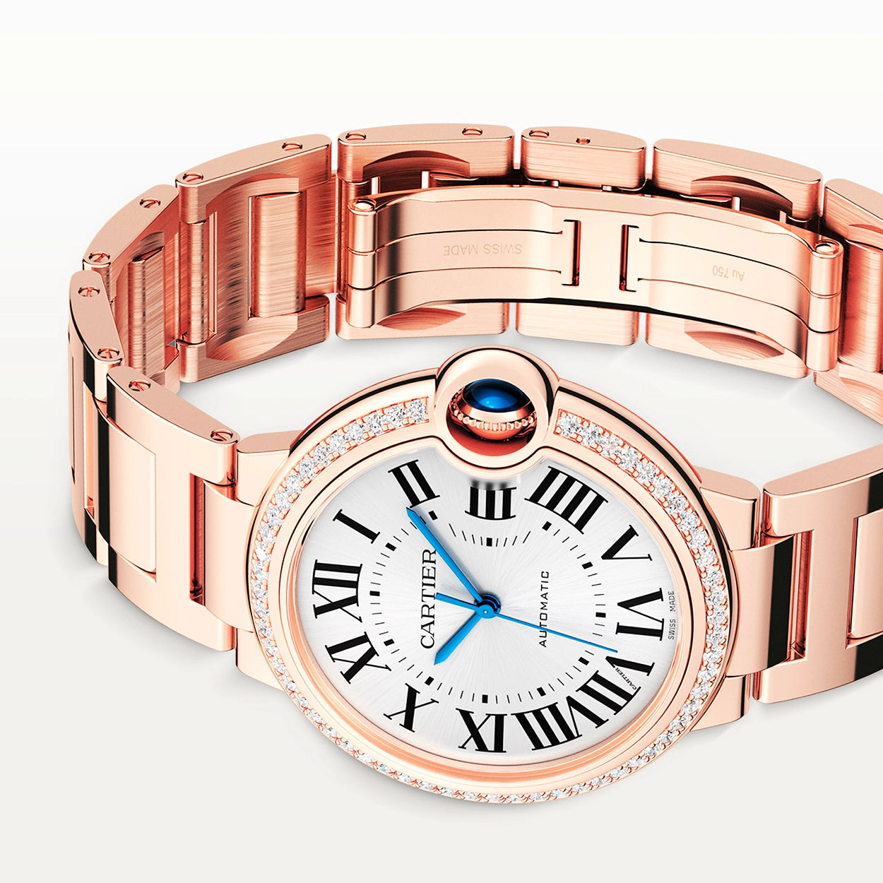 Cartier Ballon Bleu de Cartier 36mm 18ct Rose Gold Diamond Bezel Watch - Berry's Jewellers