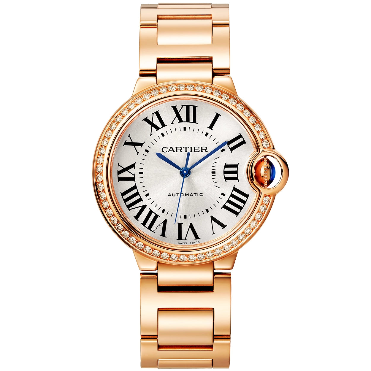 Cartier Ballon Bleu de Cartier 36mm 18ct Rose Gold Diamond Bezel Watch - Berry's Jewellers