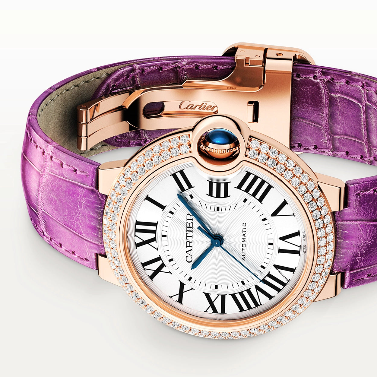 Cartier Ballon Bleu de Cartier 36mm 18ct Rose Gold Diamond Bezel Watch - Berry's Jewellers