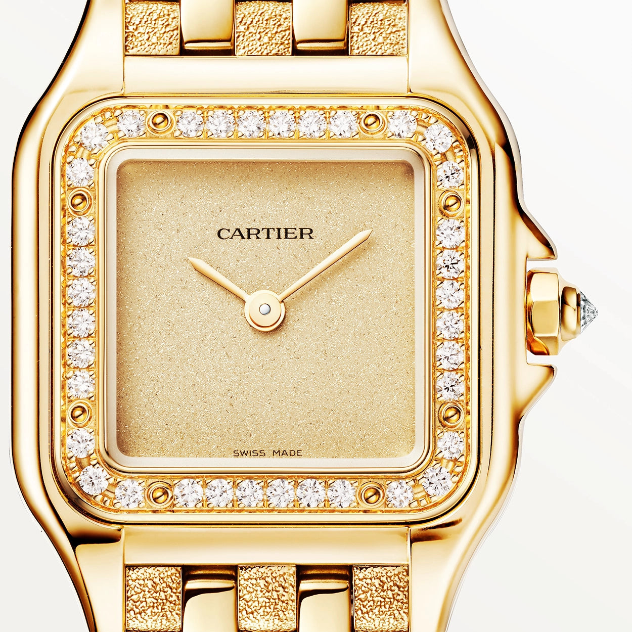 Panthère de Cartier Small 18ct Yellow Gold Grained Dial Diamond Set Watch