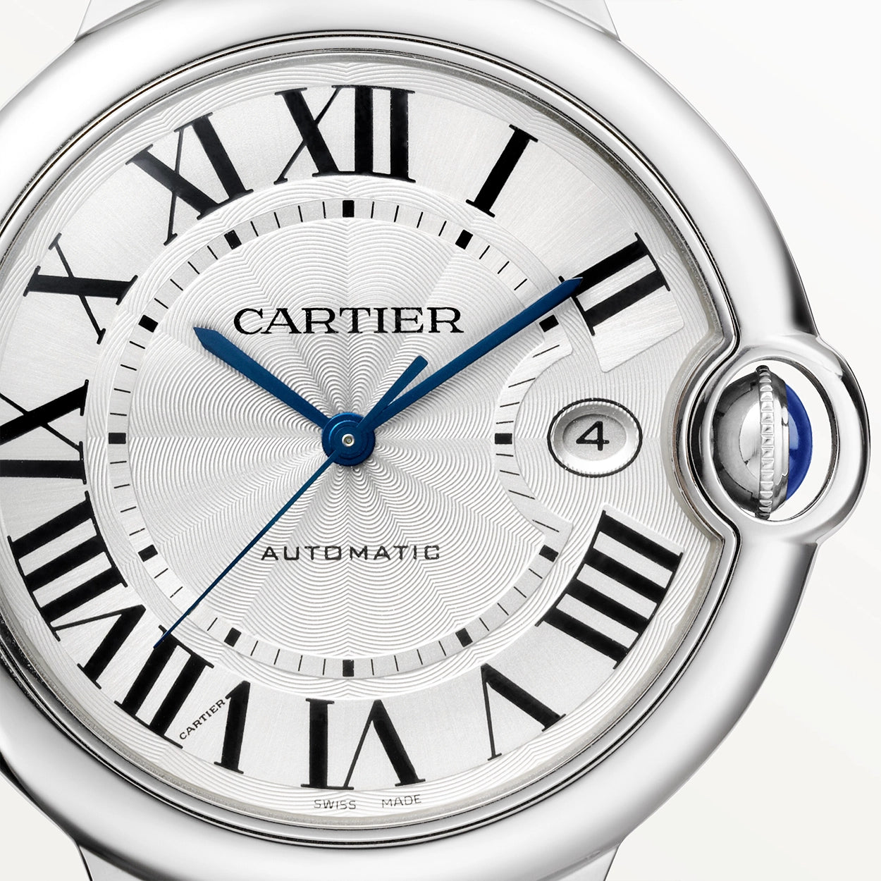 Cartier Ballon Bleu de Cartier 42mm Silver Dial Men's Automatic Leather Strap Watch - Berry's Jewellers