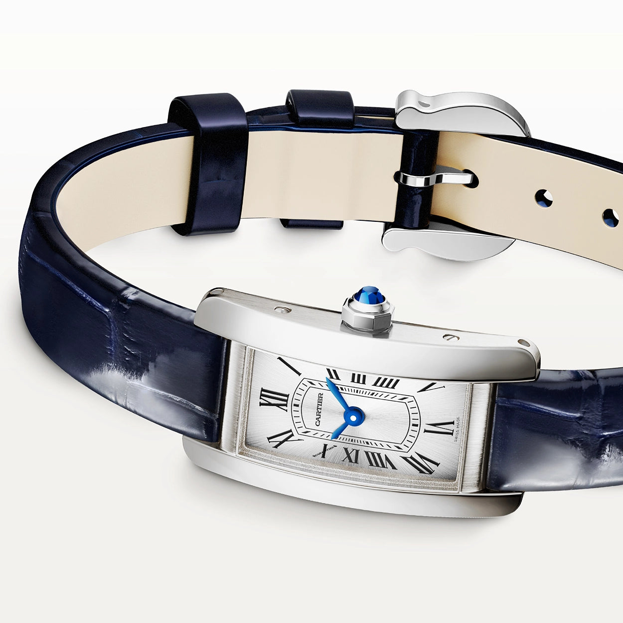 Cartier Tank Américaine Mini Steel Ladies Leather Strap Watch - Berry's Jewellers