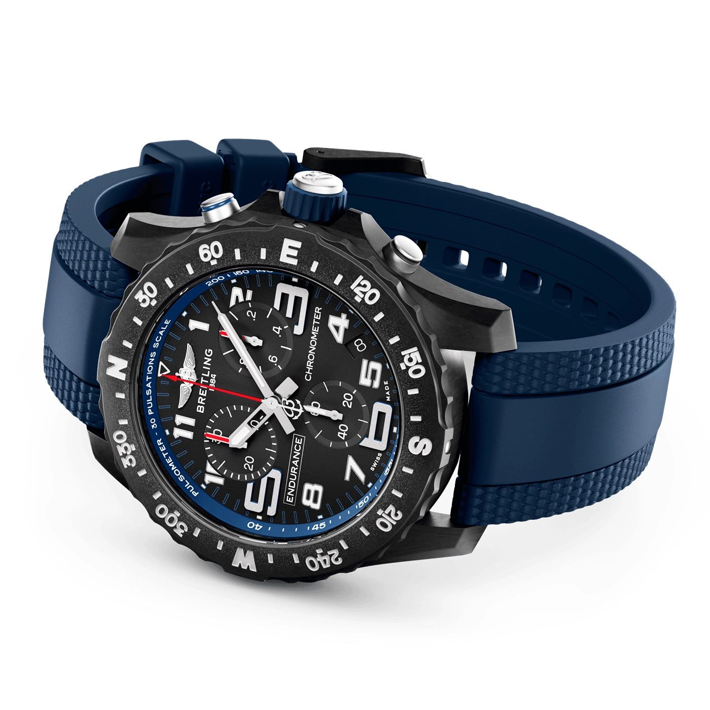 Endurance Pro 44mm Breitlight Black/Navy Blue Rubber Strap Watch