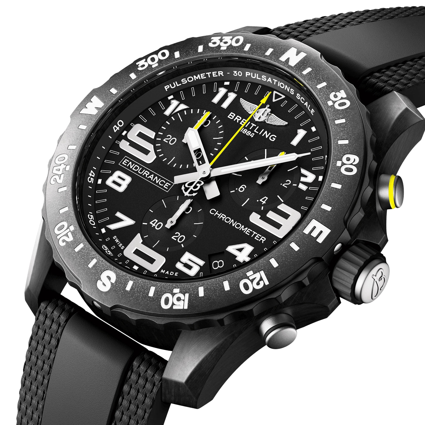 Endurance Pro 44mm Breitlight Black Dial Rubber Strap Watch