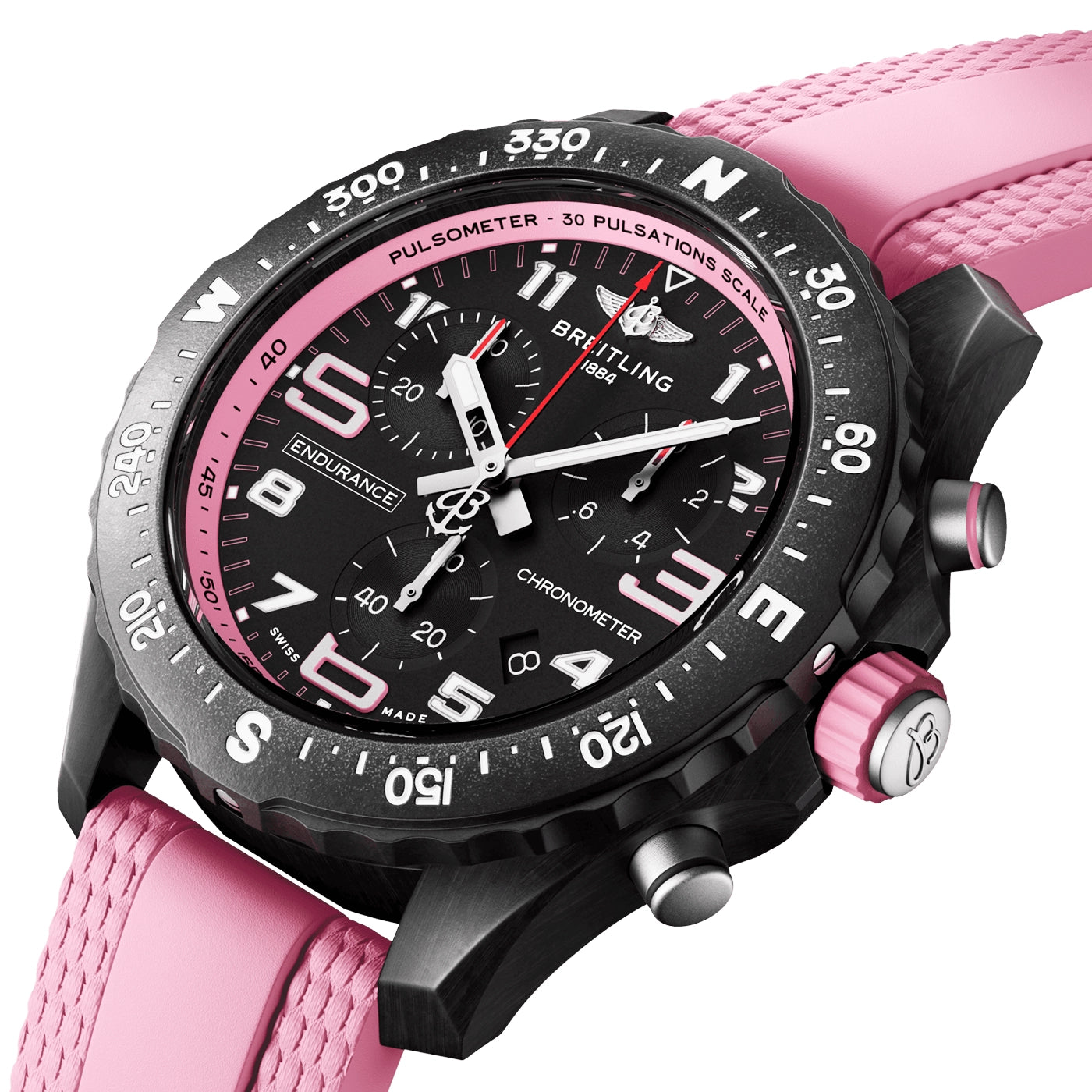 Endurance Pro 38mm Breitlight Black/Pink Rubber Strap Watch