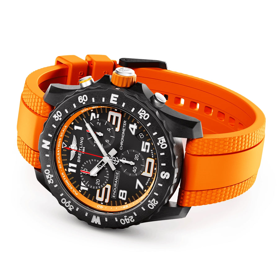 Endurance Pro 44mm Breitlight Black/Orange Rubber Strap Watch