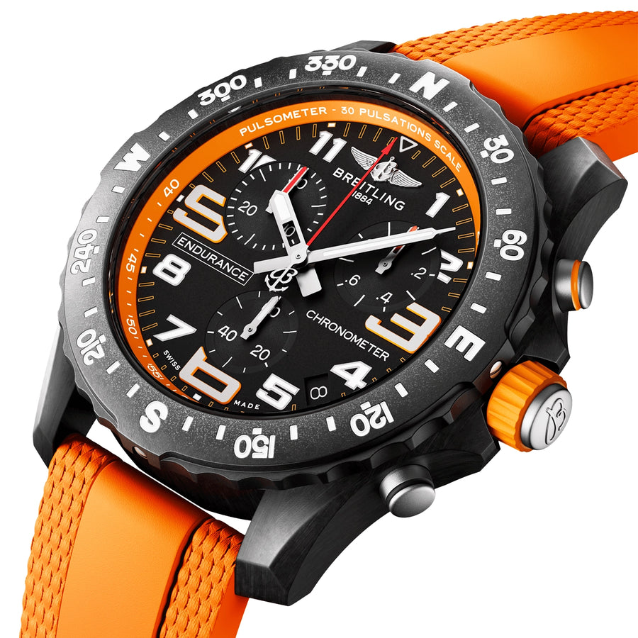 Endurance Pro 44mm Breitlight Black/Orange Rubber Strap Watch