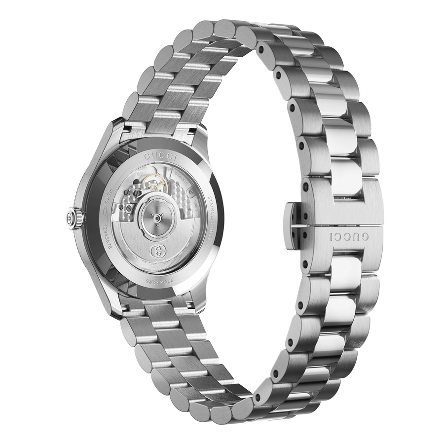 G-Timeless Automatic 40mm Stainless Steel Silver Dial Gold Plated Bezel Bracelet Watch