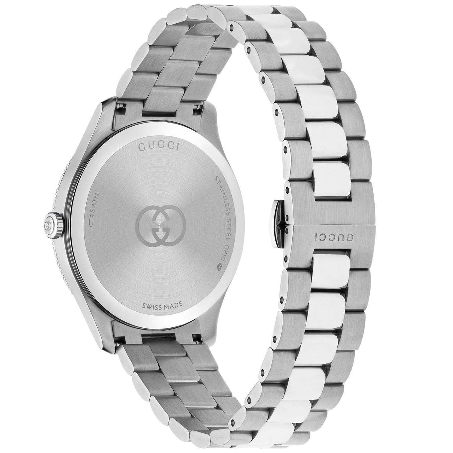 Gucci G-Timeless Quartz 38mm Stainless Steel Gold Dial Bracelet Watch - Berry's Jewellers