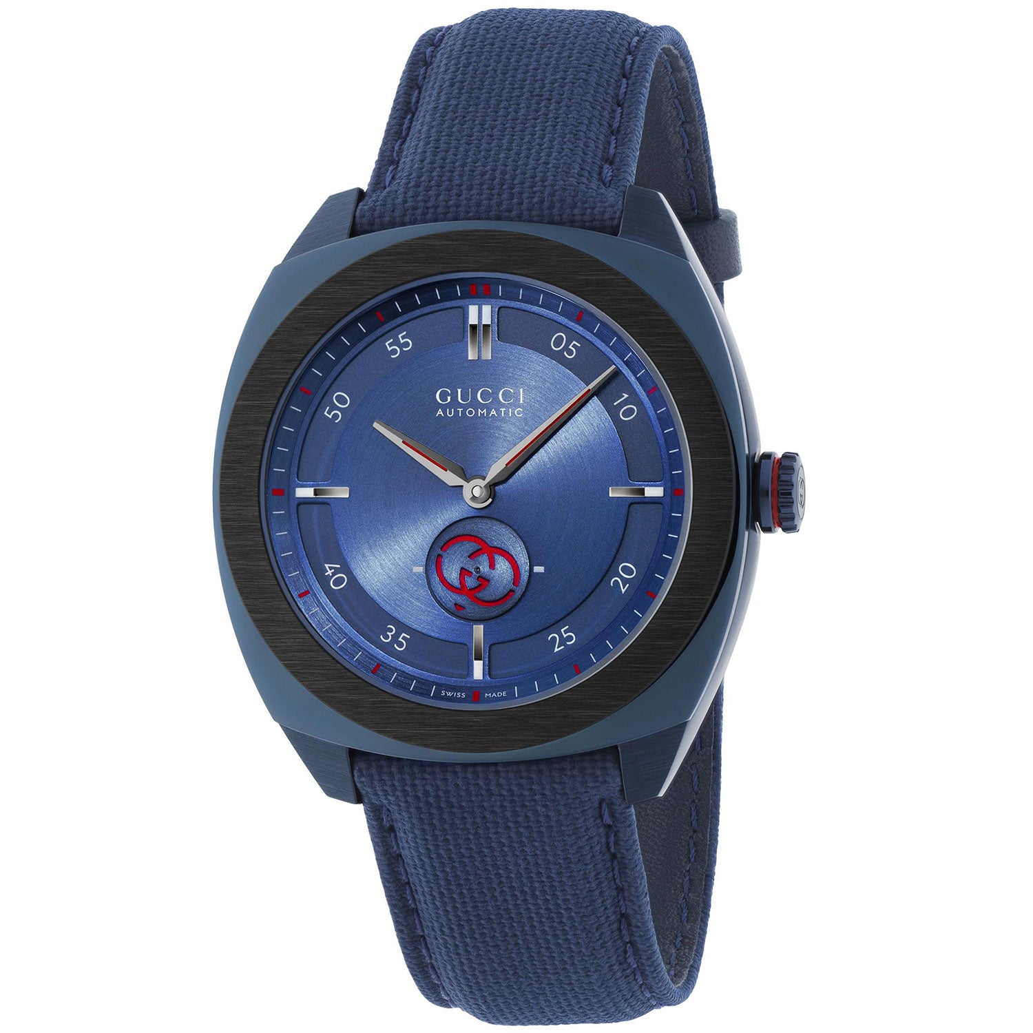 Gucci Interlocking 41mm Blue Dial Men's PVD Rubber Strap Watch