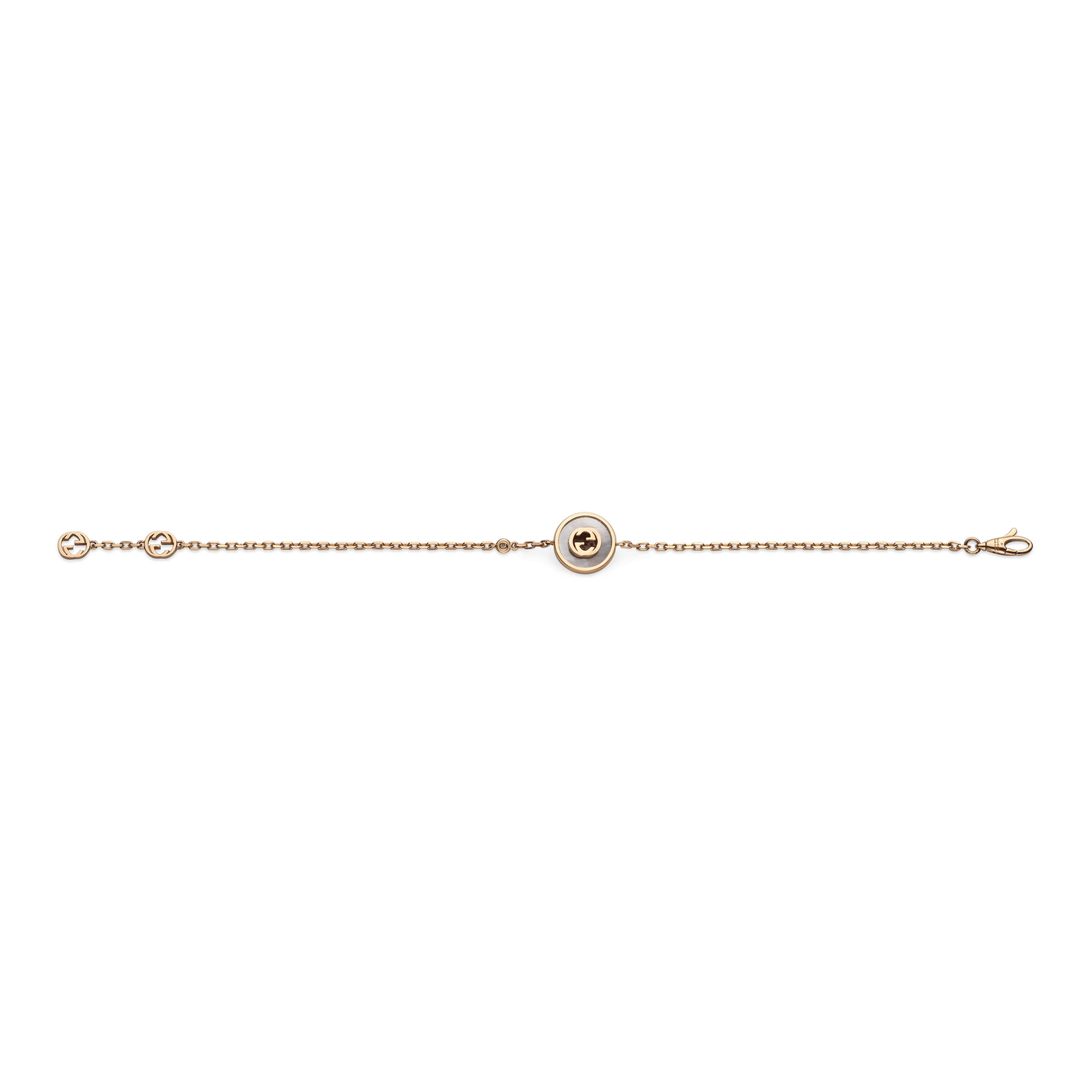 Gucci Interlocking 18ct Rose Gold Mother Of Pearl And Diamond Bracelet