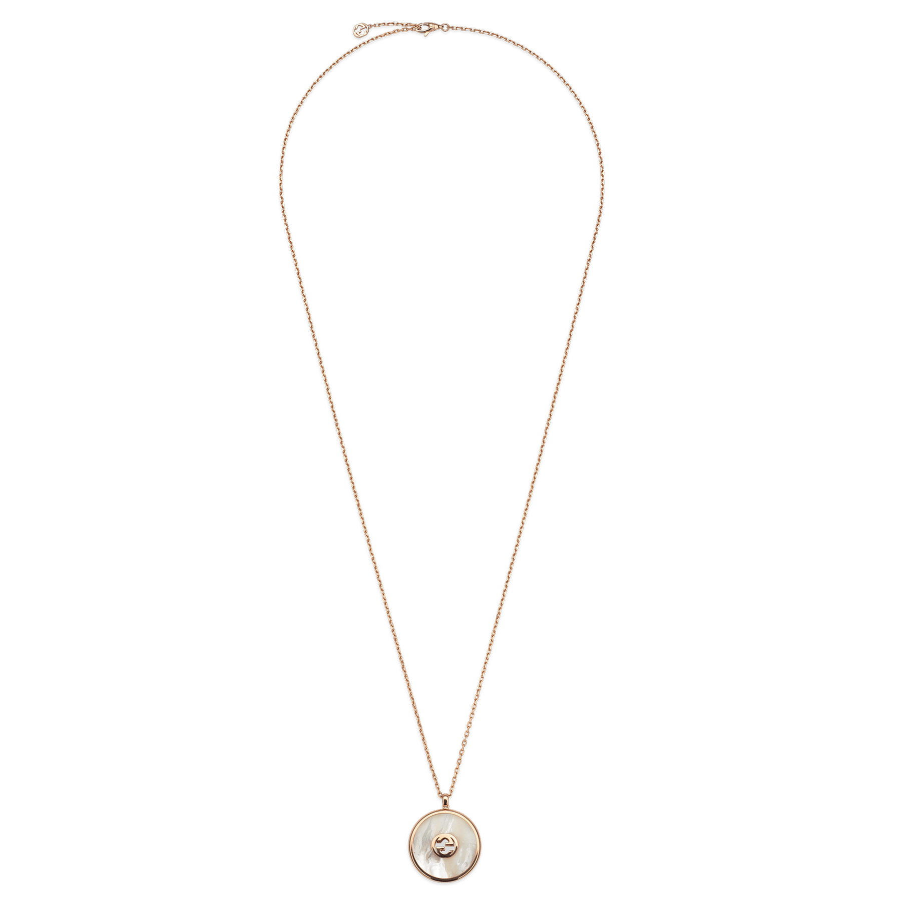 Gucci Interlocking 18ct Rose Gold Mother Of Pearl And Diamond Necklace