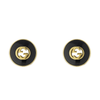 Gucci Interlocking 18ct Yellow Gold And Black Onyx Stud Earrings