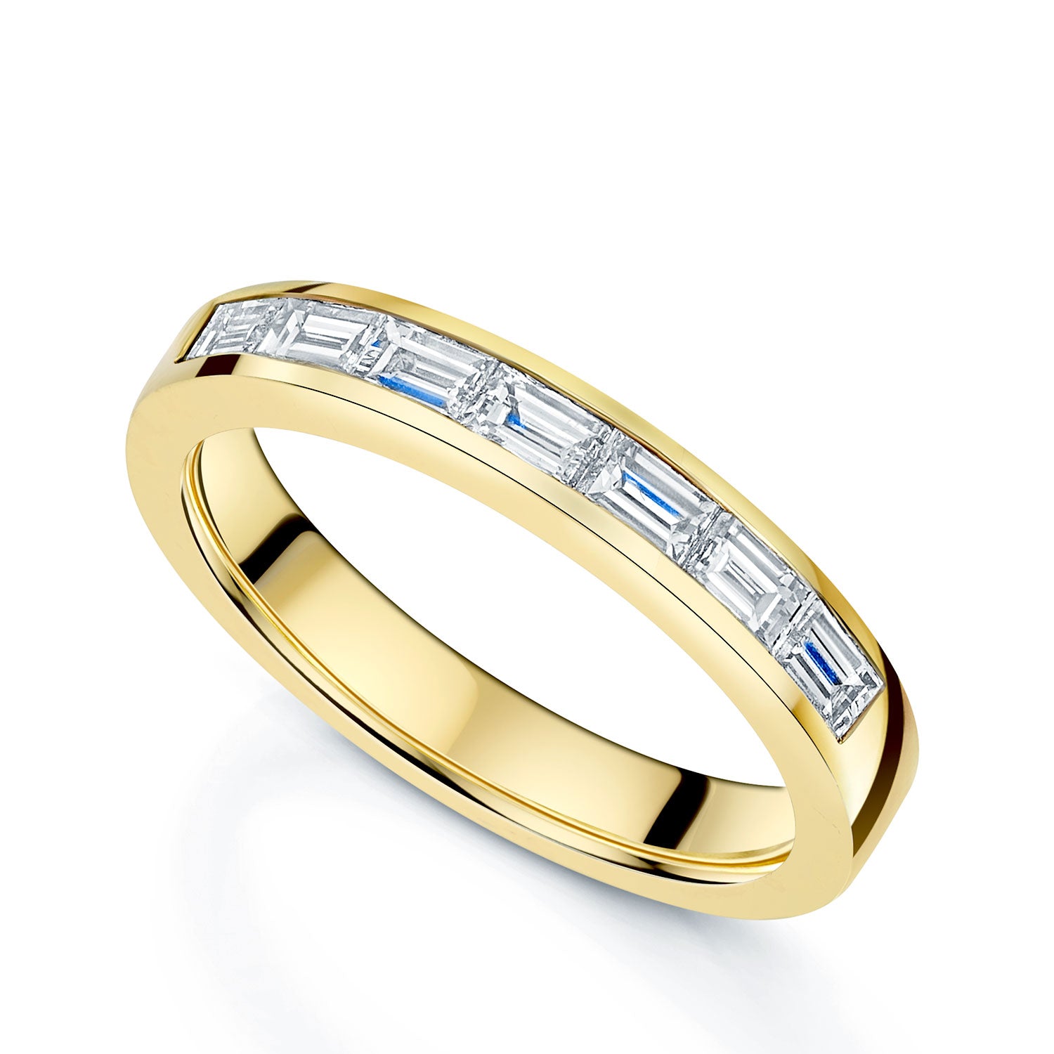 18ct Yellow Gold Baguette Cut Diamond Channel Set Eternity Ring