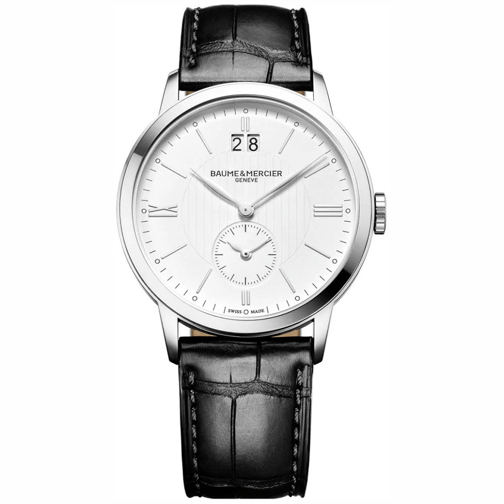 Baume & Mercier Classima 42mm White Dial Steel Quartz Mens Strap Watch - Berry's Jewellers