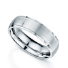 Platinum Brushed Finish & Polished Edge Court Shape Wedding Ring