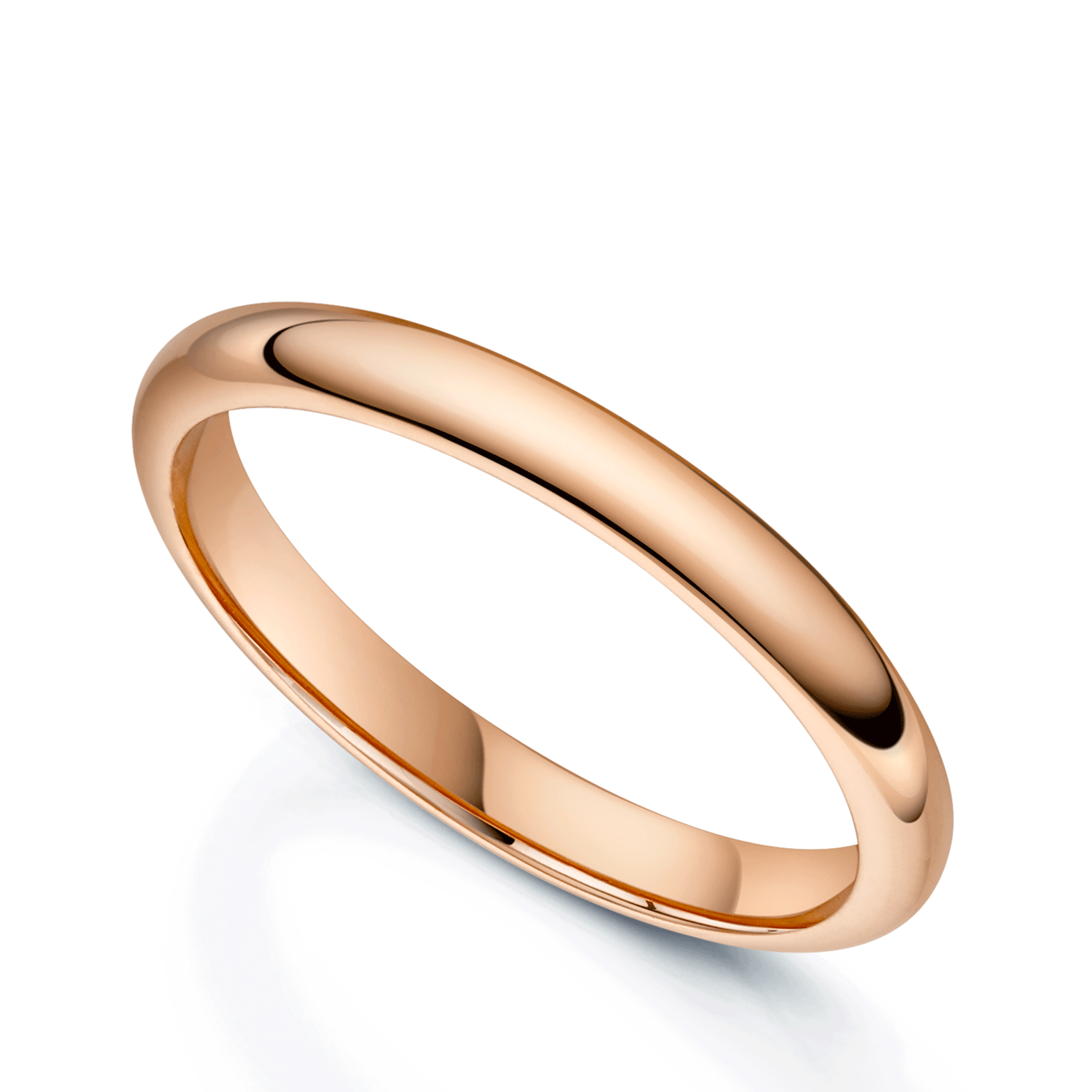 18ct Rose Gold D-Shape Ladies Wedding Ring