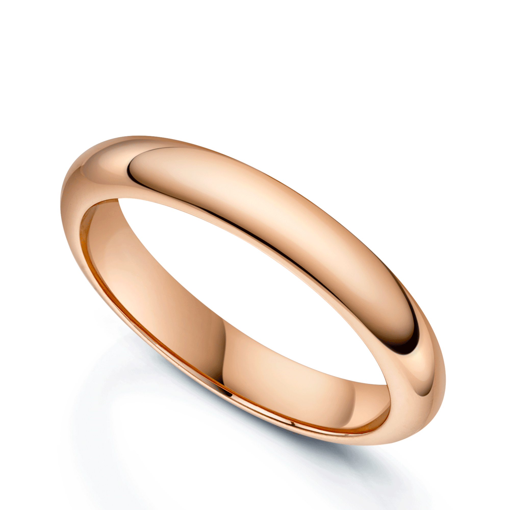 18ct Rose Gold D-Shape Ladies Wedding Ring