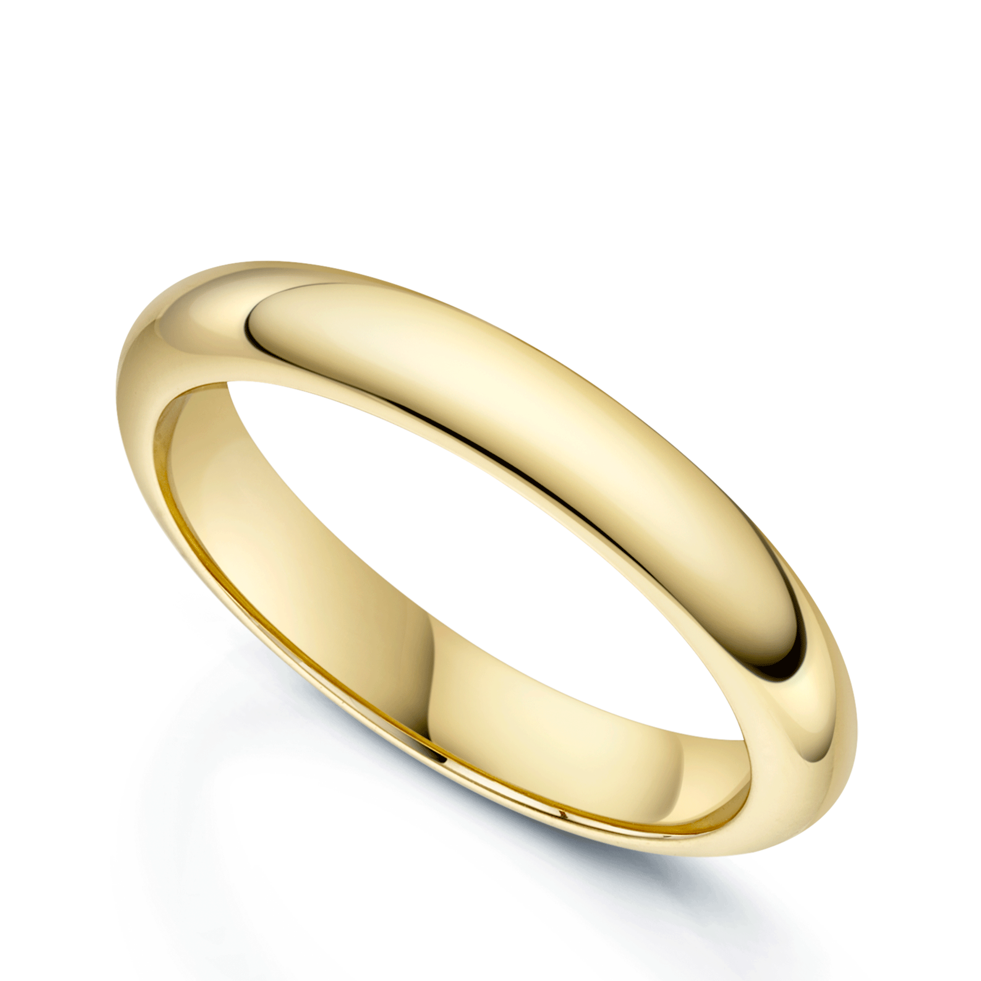 18ct Yellow Gold D-Shape Ladies Wedding Ring