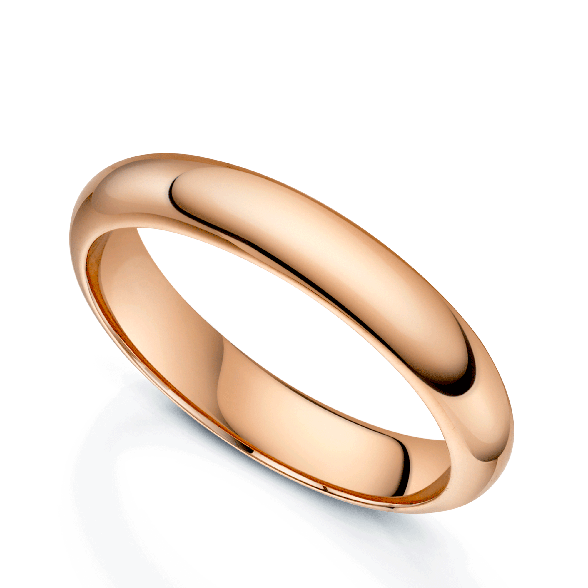 18ct Rose Gold D-Shape Ladies Wedding Ring