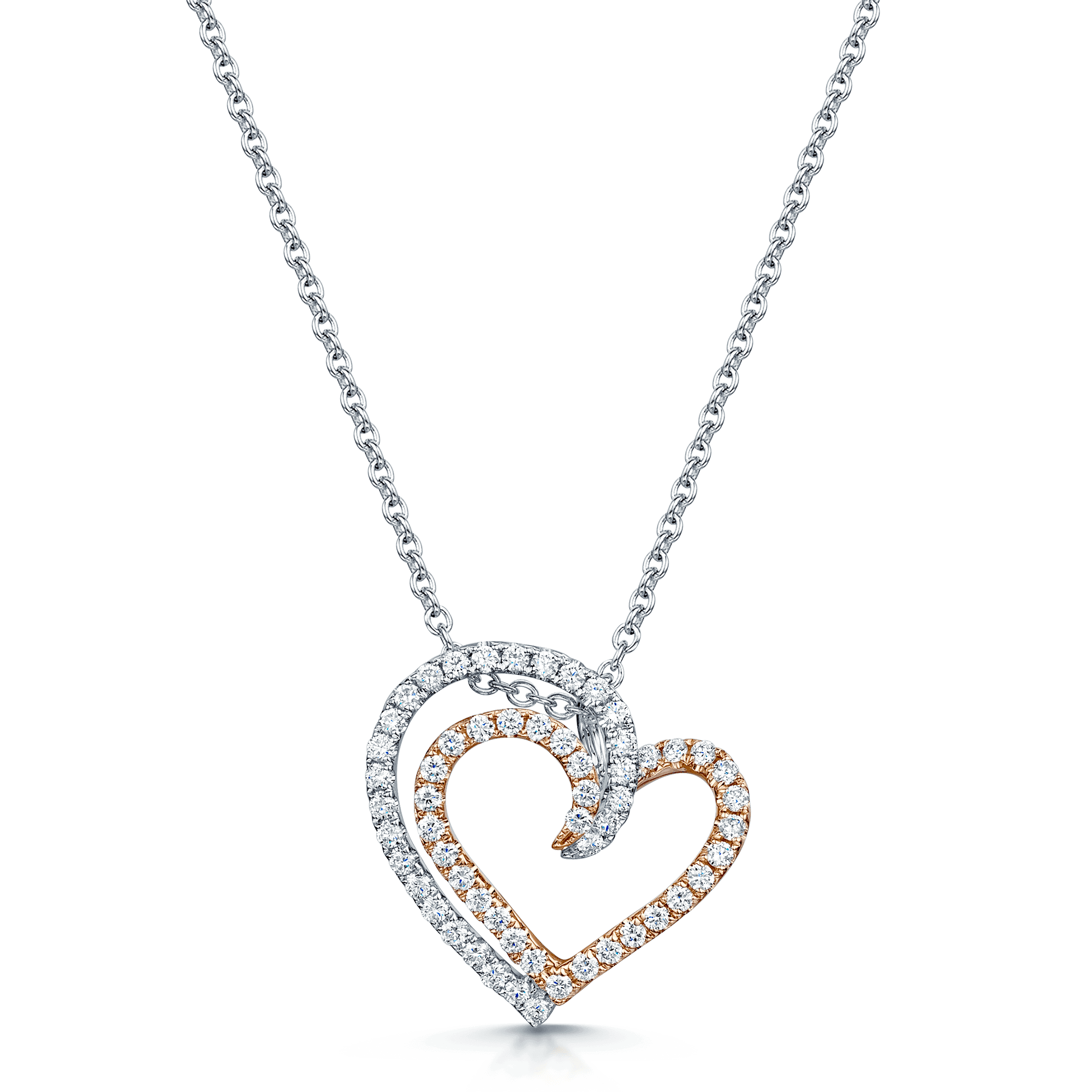 Berry's 18ct Rose And White Gold Diamond Entwined Heart Pendant - Berry's Jewellers