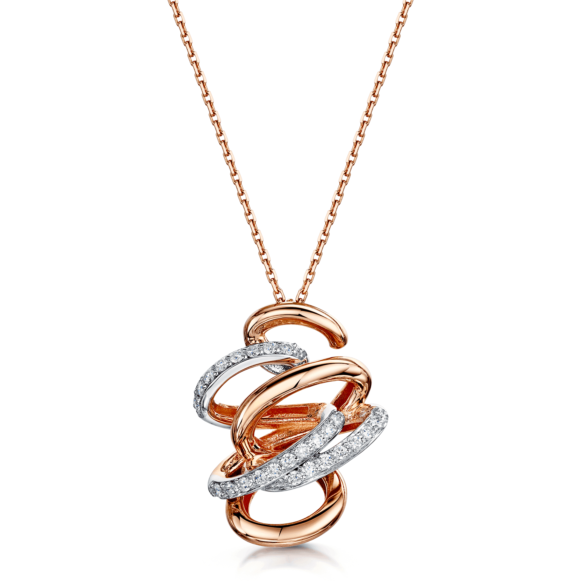 Berry's 18ct Rose And White Gold Diamond Entwined Knot Pendant - Berry's Jewellers