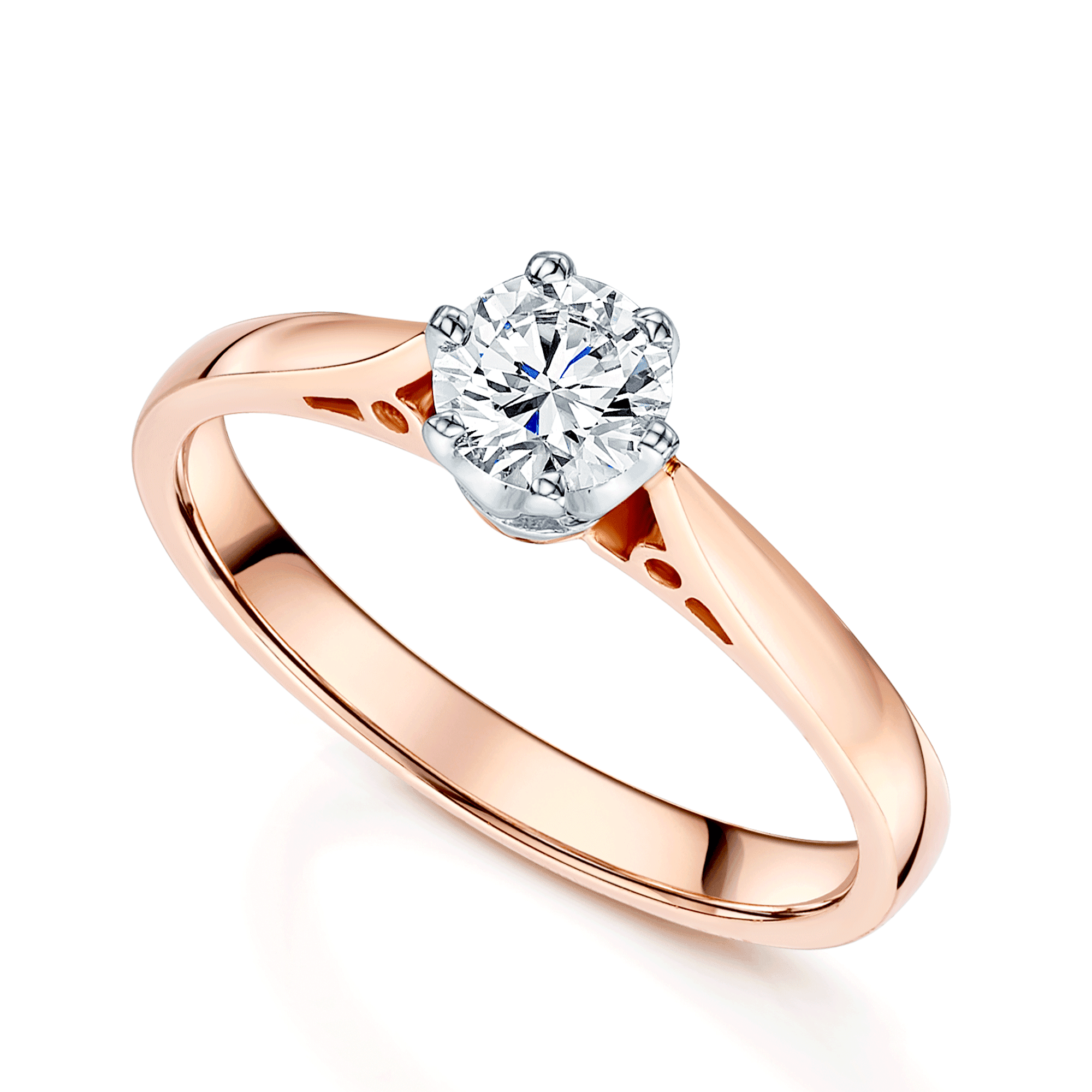 Berry's 18ct Rose Gold 0.43 Carat Round Brilliant Cut Diamond Solitaire Ring In A Six Claw Setting - Berry's Jewellers