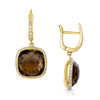 Berry's 18ct Rose Gold Cushion Cut Smokey Quartz & Diamond Drop Earrings - Berry's Jewellers