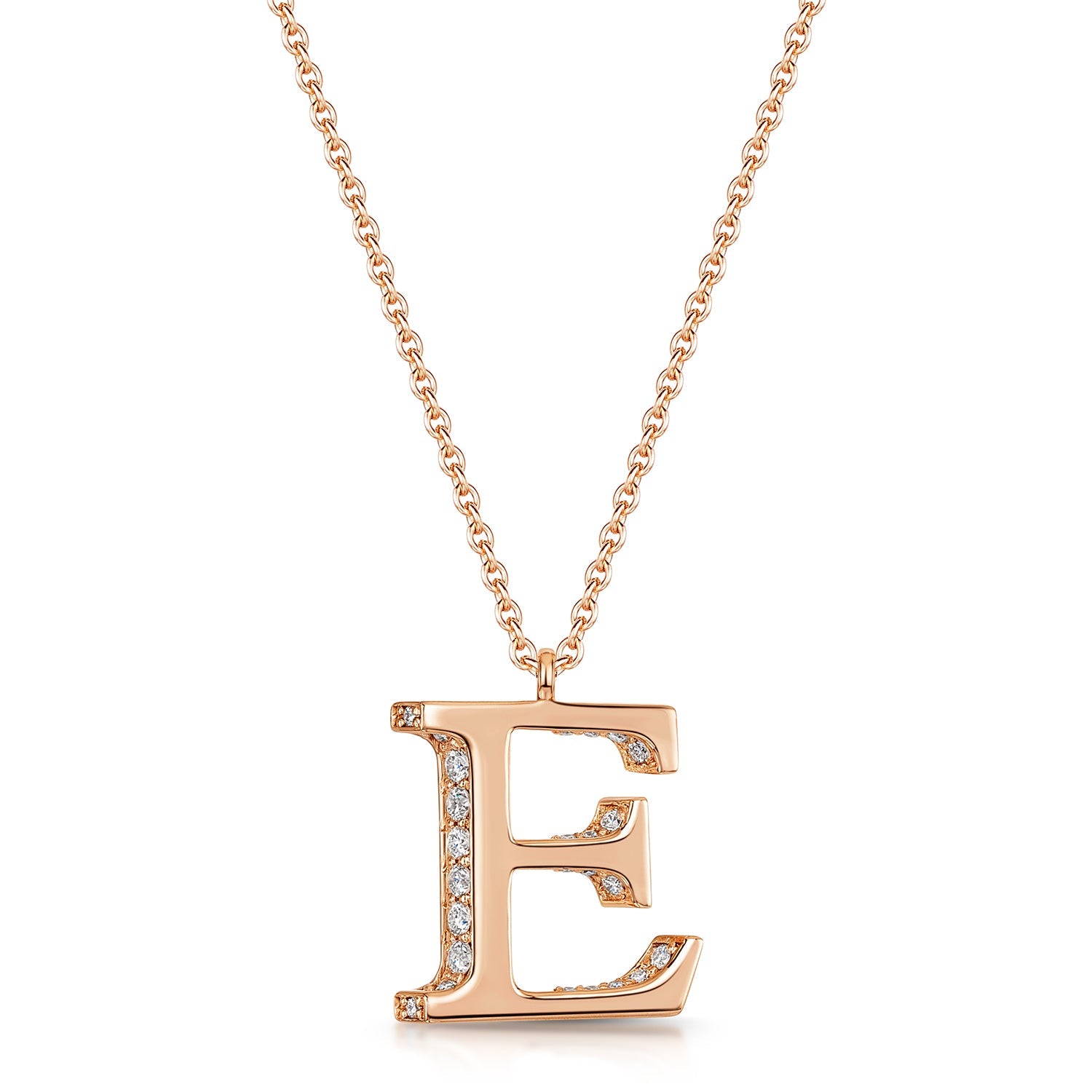 18ct Rose Gold Diamond Initial Pendant & Chain