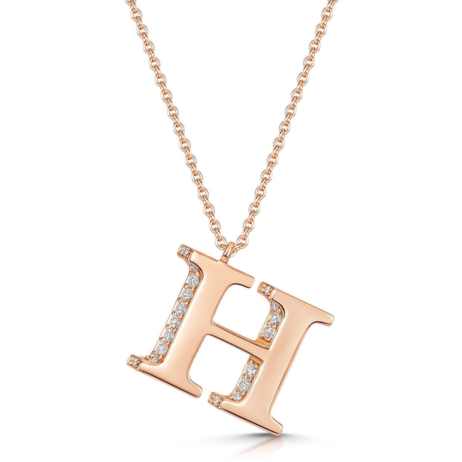 Berry's 18ct Rose Gold Diamond Initial Pendant & Chain - Berry's Jewellers