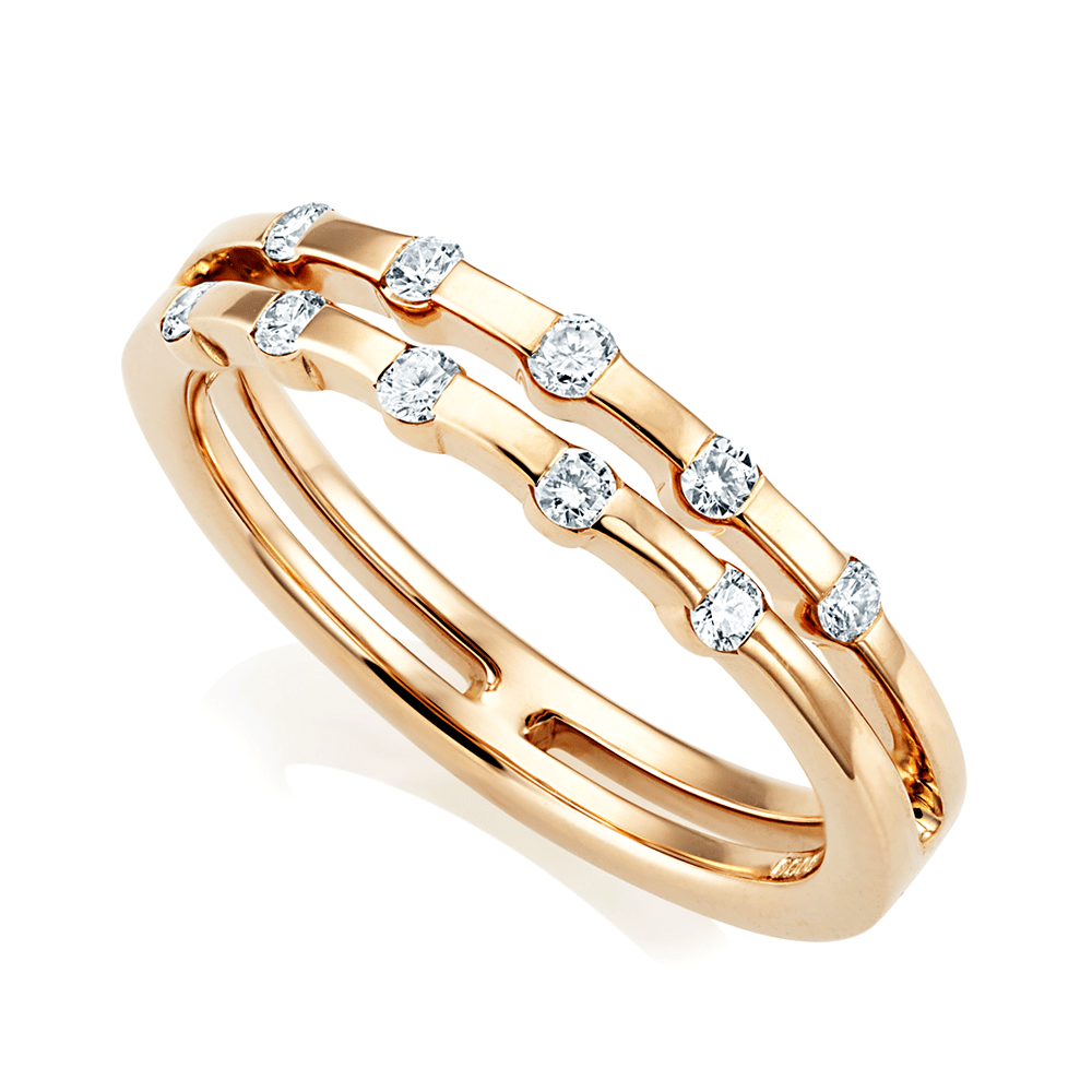 Berry's 18ct Rose Gold Double Row Diamond Set Dress Ring - Berry's Jewellers