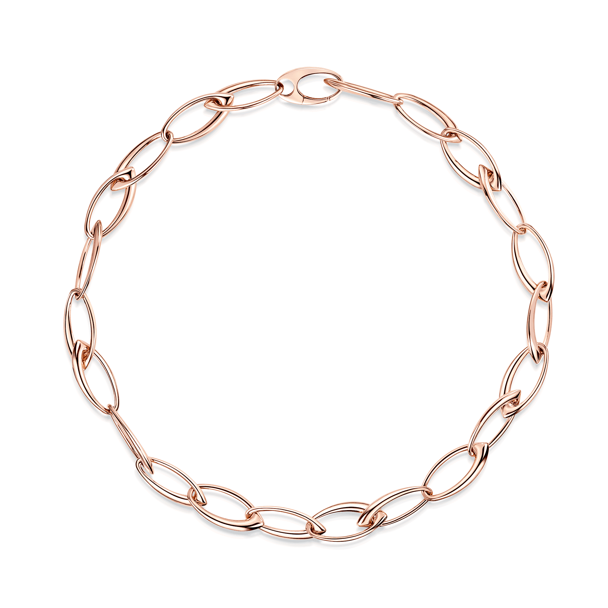 18ct Rose Gold Ellipse Collection Open Link Necklace