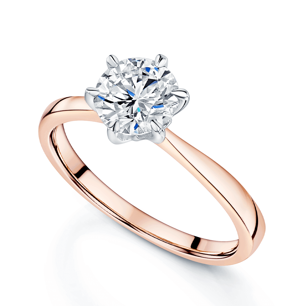 Berry's 18ct Rose Gold GIA Certificated 1.00 Carat Round Brilliant Cut Diamond Ring With A Six Claw Setting - Berry's Jewellers