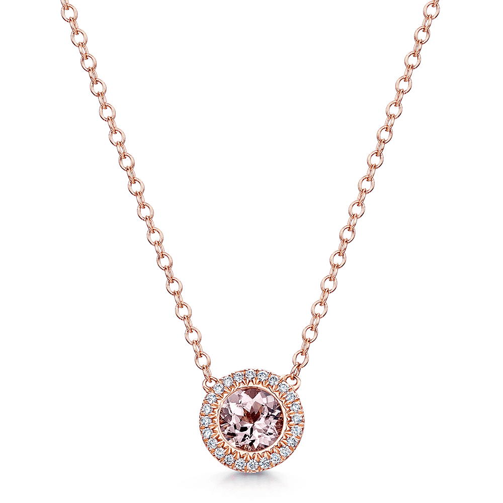 Berry's 18ct Rose Gold Morganite & Diamond Pendant - Berry's Jewellers