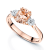 Berry's 18ct Rose Gold Oval Morganite And Diamond Three Stone Ring - Berry's Jewellers