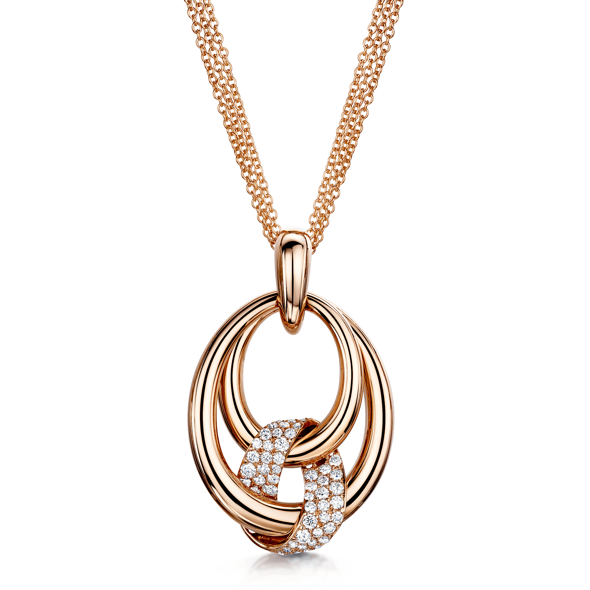 Berry's 18ct Rose Gold Oval Triple Twist Diamond Pendant - Berry's Jewellers