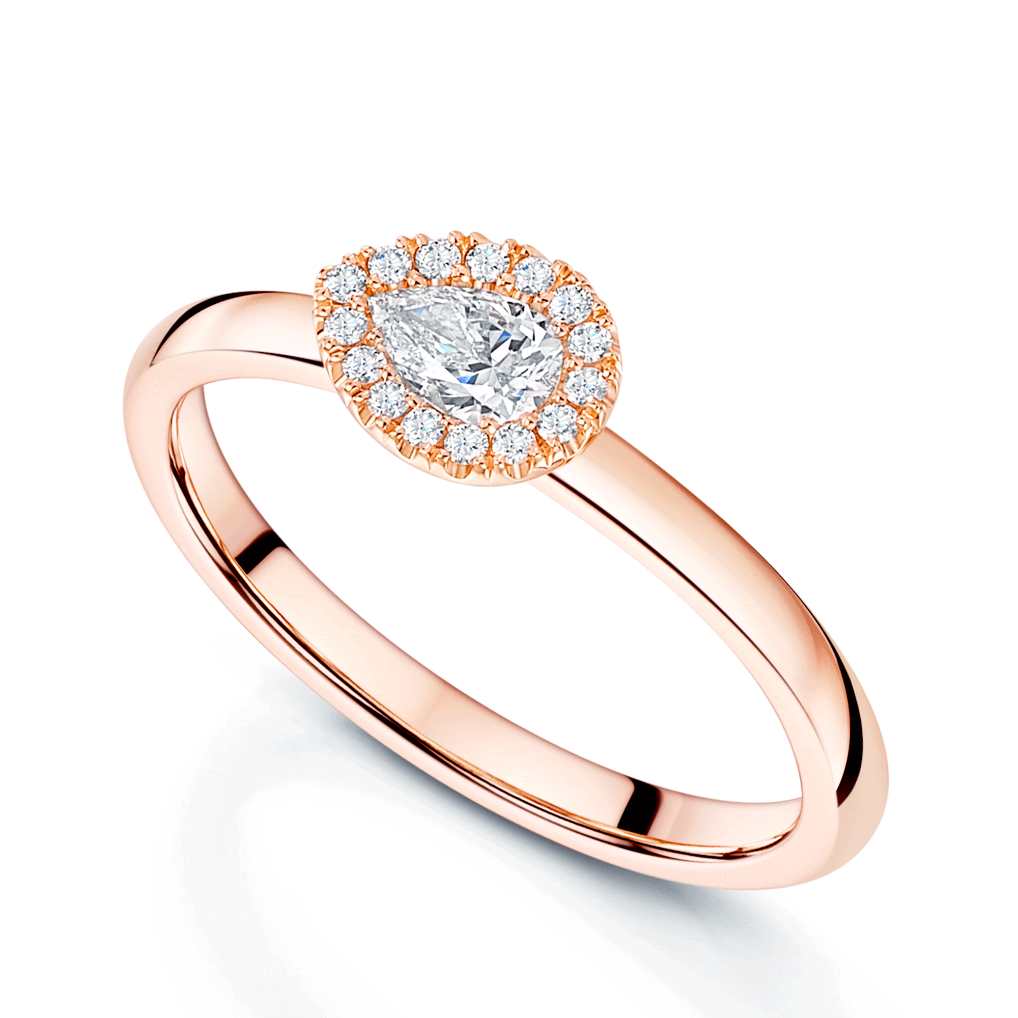 Berry's 18ct Rose Gold Pear Cut Diamond Halo Ring - Berry's Jewellers