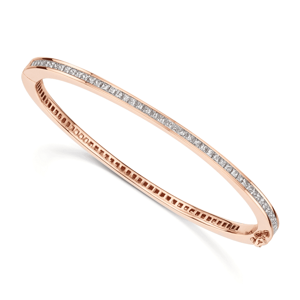 Berry's 18ct Rose Gold Princess Cut Diamond Channel Set Bangle - Berry's Jewellers