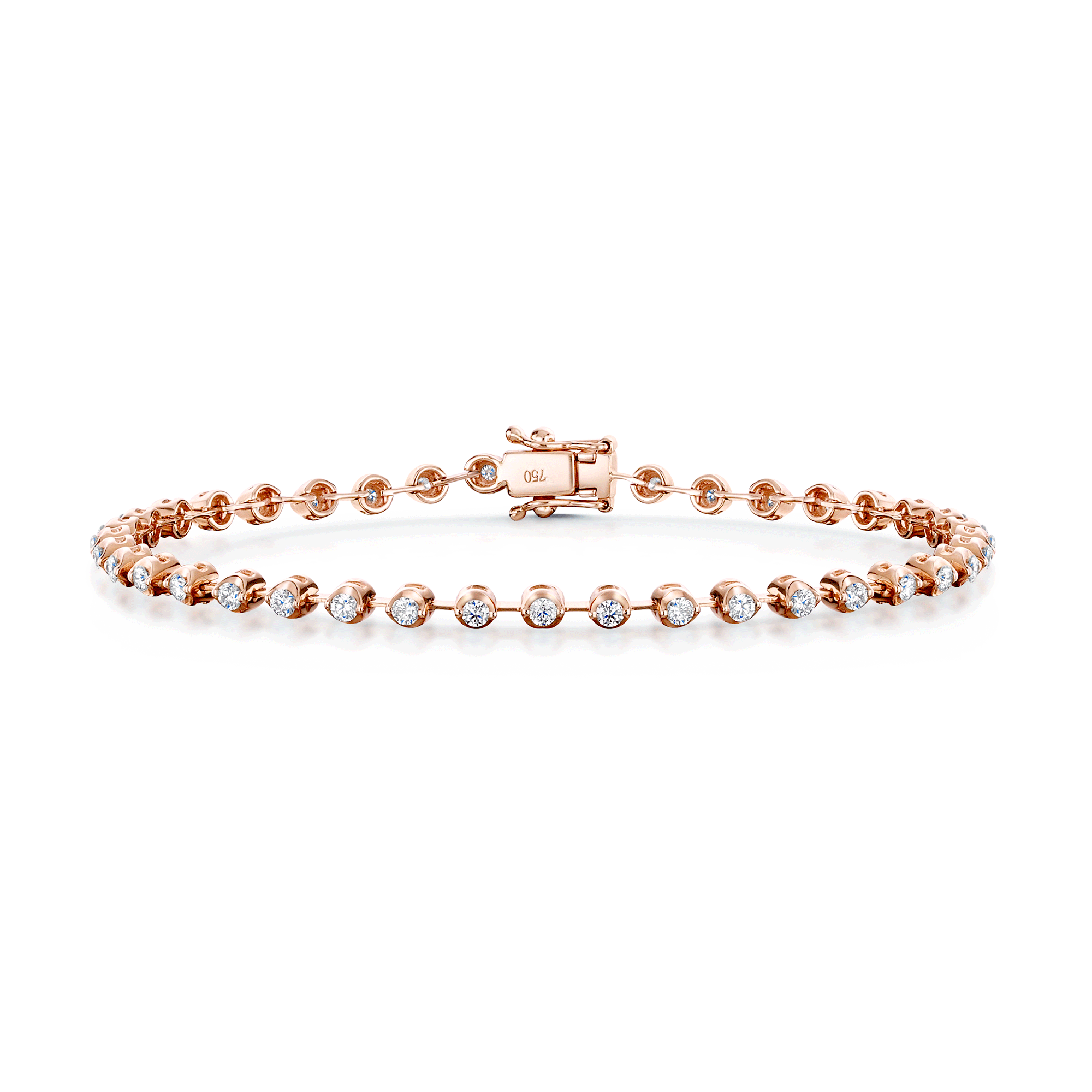 Berry's 18ct Rose Gold Round Brilliant Cut Diamond Bar Link Bracelet - Berry's Jewellers