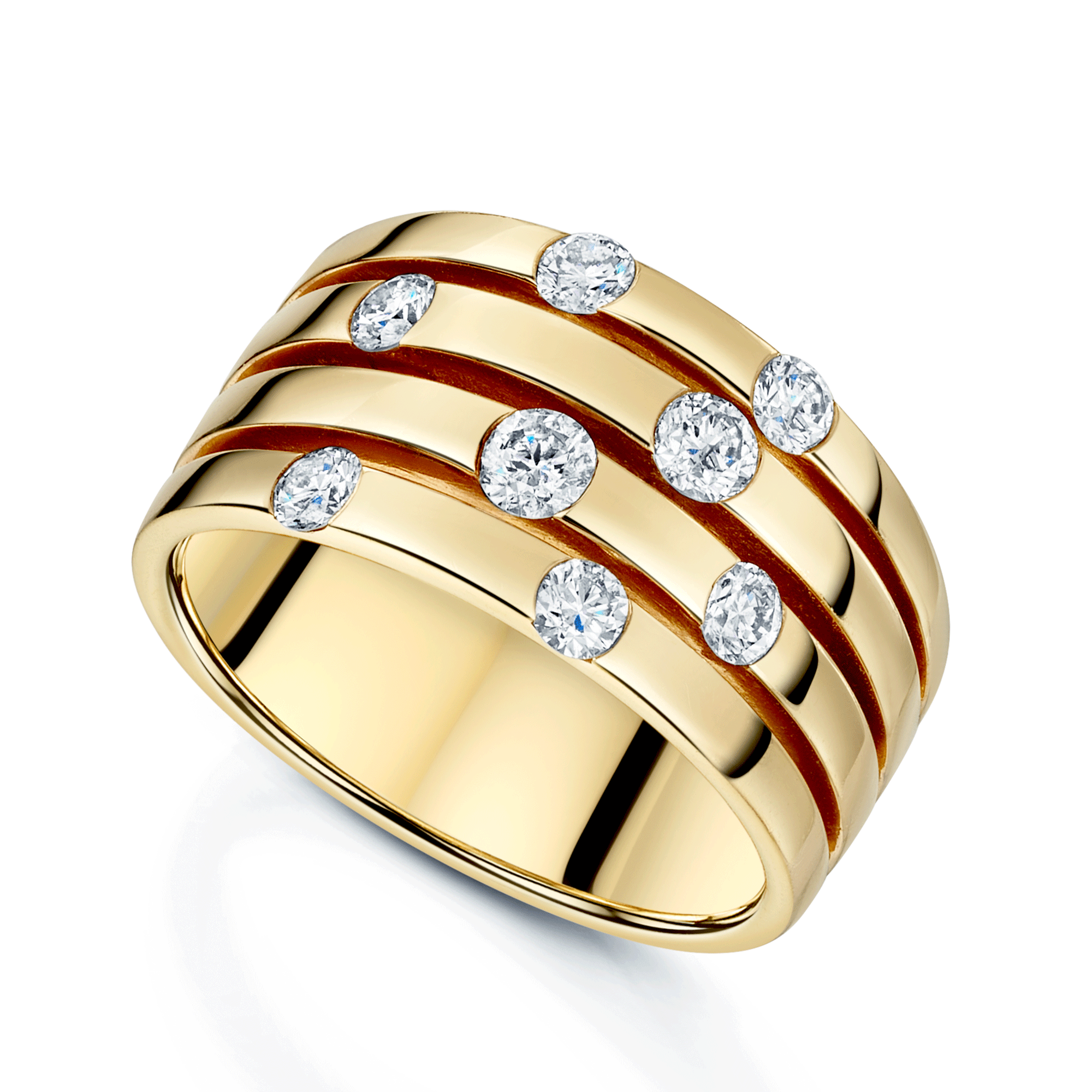 Berry's 18ct Rose Gold Round Brilliant Cut Scattered Diamond Four Row Dress Ring - Berry's Jewellers