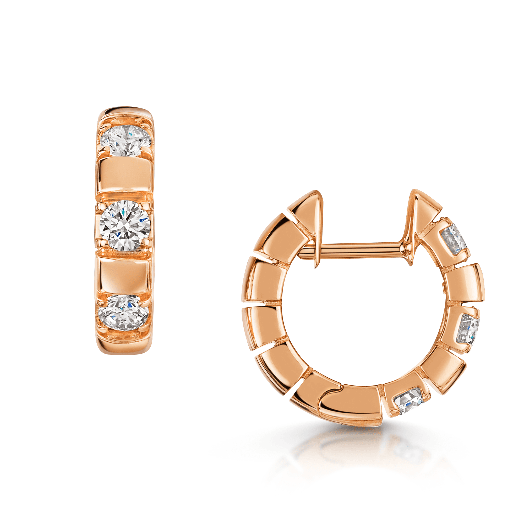 Berry's 18ct Rose Gold Round Brilliant Diamond Hoop Earrings - Berry's Jewellers